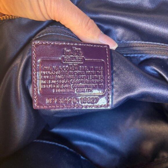 Coach Madison Lindsey Satchel in Deep Purple Patent Leather with Scarf and Charm - Picture 11 of 12